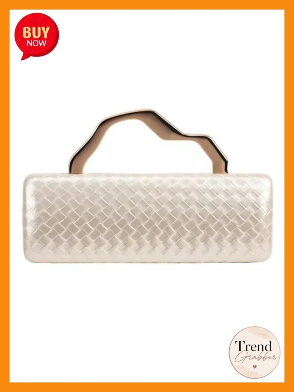 Woven PU Leather Evening Clutch Crossbody Purse with Detachable Chain